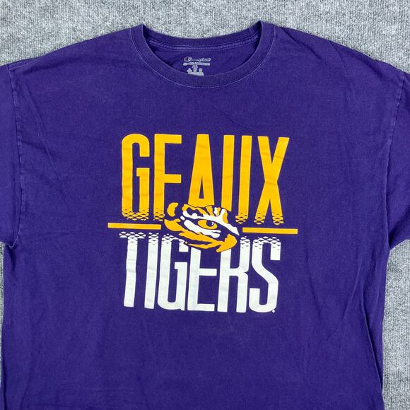 Champion LSU Tigers T-Shirt Mens Size 2XL Purple Geaux Graphic College Tee - Picture 2 of 7